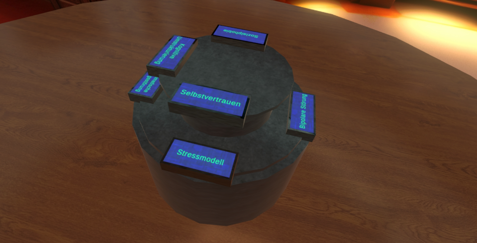 Selection of psychoeducation topics in the PsyCurio virtual environment